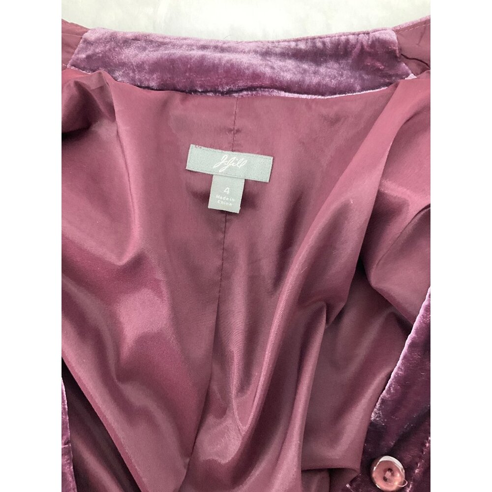 J Jill Crushed Velvet  Duster Dress size 4, Purple 10 hidden buttons - Picture 10 of 11
